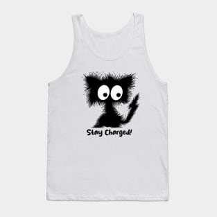 A Hand Drawn Electrocuted Black Cat Tank Top